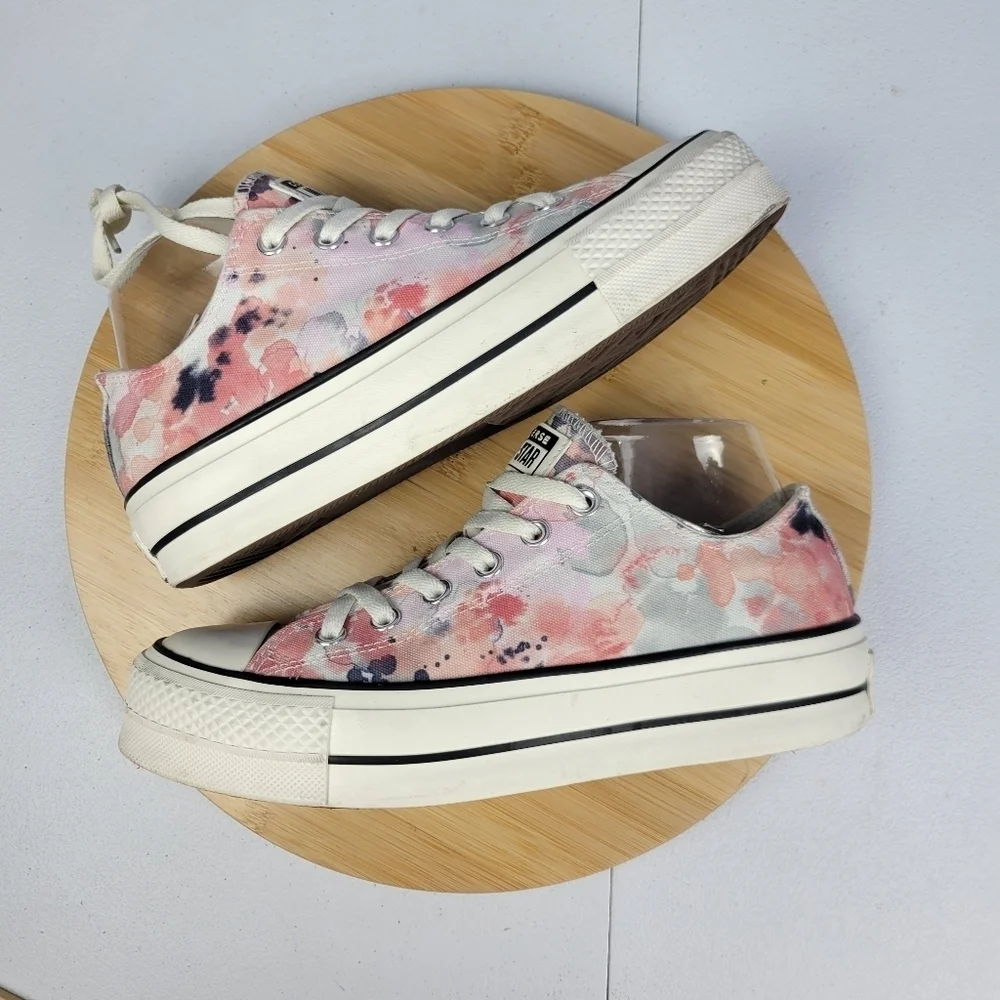 Womens Sz 8.5 Pink & White Converse‎ CTAS Lift Ox Platform Sneakers